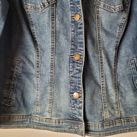 Dressbarn Medium Wash Jean Jacket - Picture 3 of 8